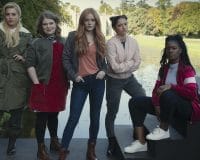 Fate: The Winx Club Saga Season 1. Hannah van der Westhuysen as Stella, Eliot Salt as Terra, Abigail Cowen as Bloom, Elisha Applebaum as Musa, Precious Mustapha as Aisha in Fate: The Winx Club Saga Season 1. Cr. Jonathan Hession/NETFLIX © 2020